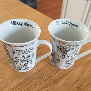 2008 Disney SKETCHBOOK MICKEY & MINNIE MOUSE MUG SET